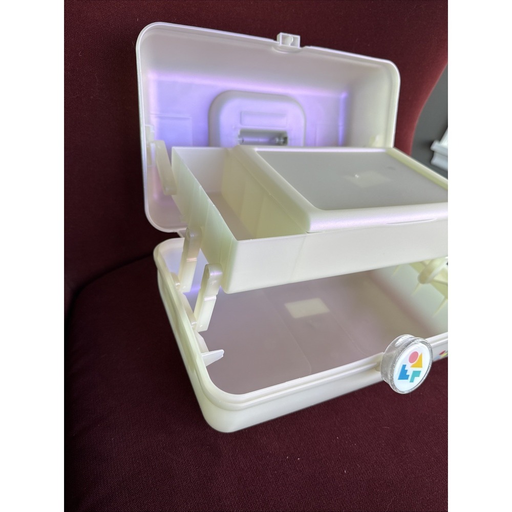 Caboodles White Opal On-The-Go Girl Retro Case Glitter-Rainbow Latch 13" - Picture 8 of 9